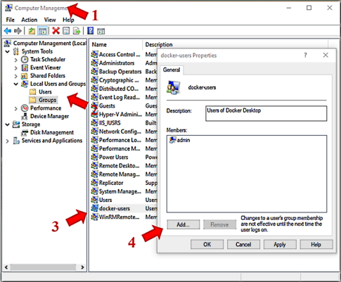 Configure Windows Docker Users